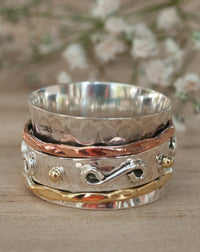 Spinning Ring * Meditation * Spinner * Spin * Anxiety * Hammered * Concave* Sterling Silver * Bronze* Jewelry* Bycila* Gift for Her *BJS006