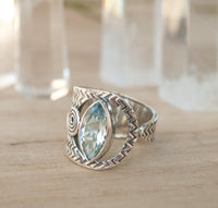 Blue Topaz Ring * Gemstone * Handmade * Bridal * Wedding * Sterling Silver * Jewelry * Bycila * Blue * Boho * Statement BJR227