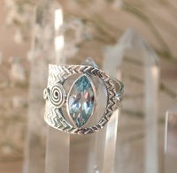 Blue Topaz Ring * Gemstone * Handmade * Bridal * Wedding * Sterling Silver * Jewelry * Bycila * Blue * Boho * Statement BJR227