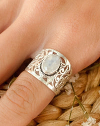 Moonstone Ring * Sterling Silver * Filigree * Handmade * Gemstone * Statement * Jewelry * Bycila * Gift For Her * Sterling Silver 925 BJR188