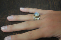 Moonstone ring * Sterling silver ring * Gold Vermeil ring * Wide ring * Handmade ring * Wave band ring * Gemstone* Rainbow Moonstone BJR205