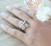 Gemstone Ring * Silver Ring * Blue Topaz * Teal Chalcedony * Moonstone * Amethyst * Labradorite * Stackable * Aqua * Rose Quartz * BJR080