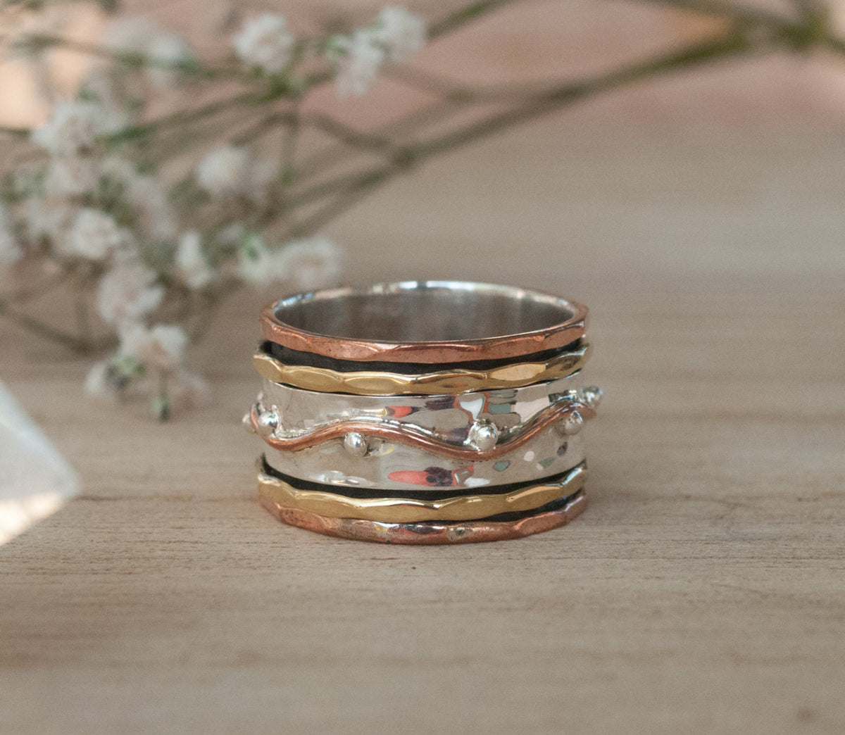 Spinner Ring * Meditation * Spinning * Spin *Anxiety * Anti Stress*Sterling Silver * Copper * Bronze * Jewelry *Israeli Gift for Her  BJS005