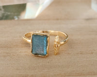 SALE Rainbow Labradorite * Gold Ring * Gemstone * Adjustable * Gold Vermeil * Statement *Bridal *Wedding * Natural * Thin *Handmade BJR097