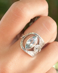 Blue Topaz Ring * Gemstone * Handmade * Bridal * Wedding * Sterling Silver * Jewelry * Bycila * Blue * Boho * Statement BJR227