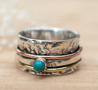 Spinner Ring Turquoise* Meditation Ring * Spinning Ring* Statement Ring* Spin Ring*Worry Ring* Mix Metals Ring* Silver Ring BJS010