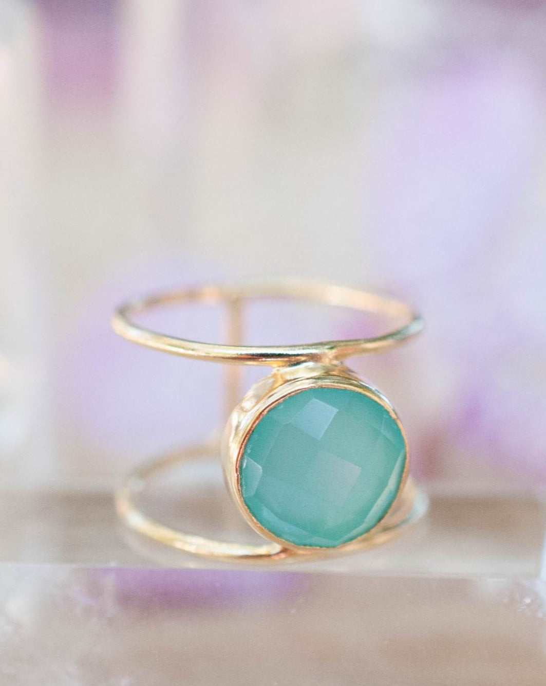 Aqua Chalcedony Ring * Gold * Statement * Gemstone * Organic * Natural * Handmade * Designed Band * Boho * Bohemian * Gypsy * Ring*BJR022