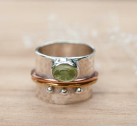 Peridot Spinner Ring * Meditation * Spinning * Spin * Anxiety * Sterling Silver 925 * boho* Bronze * Jewelry * Bycila *Handmade *Yoga BJS018