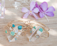 Larimar Bohemian Bangle Bracelet * Gold Plated 18k or Silver Plated * Gemstone * Gypsy * Hippie * Adjustable * Statement * Stacking *BJB005B