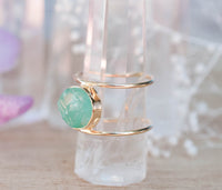 Rough Aqua Chalcedony Ring * Gemstone * Gold * Statement * Bohemian * Boho * Hippie * Jewelry * Bycila * Gift fot Her * Natural * Raw BJR012