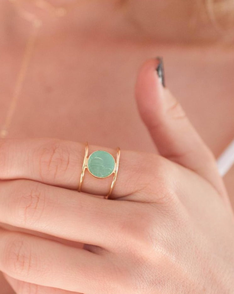 Rough Aqua Chalcedony Ring * Gemstone * Gold * Statement * Bohemian * Boho * Hippie * Jewelry * Bycila * Gift fot Her * Natural * Raw BJR012