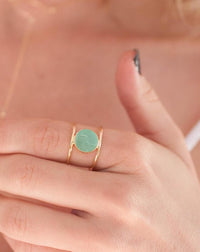 Rough Aqua Chalcedony Ring * Gemstone * Gold * Statement * Bohemian * Boho * Hippie * Jewelry * Bycila * Gift fot Her * Natural * Raw BJR012