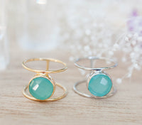 Aqua Chalcedony Ring * Gold * Statement * Gemstone * Organic * Natural * Handmade * Designed Band * Boho * Bohemian * Gypsy * Ring*BJR022