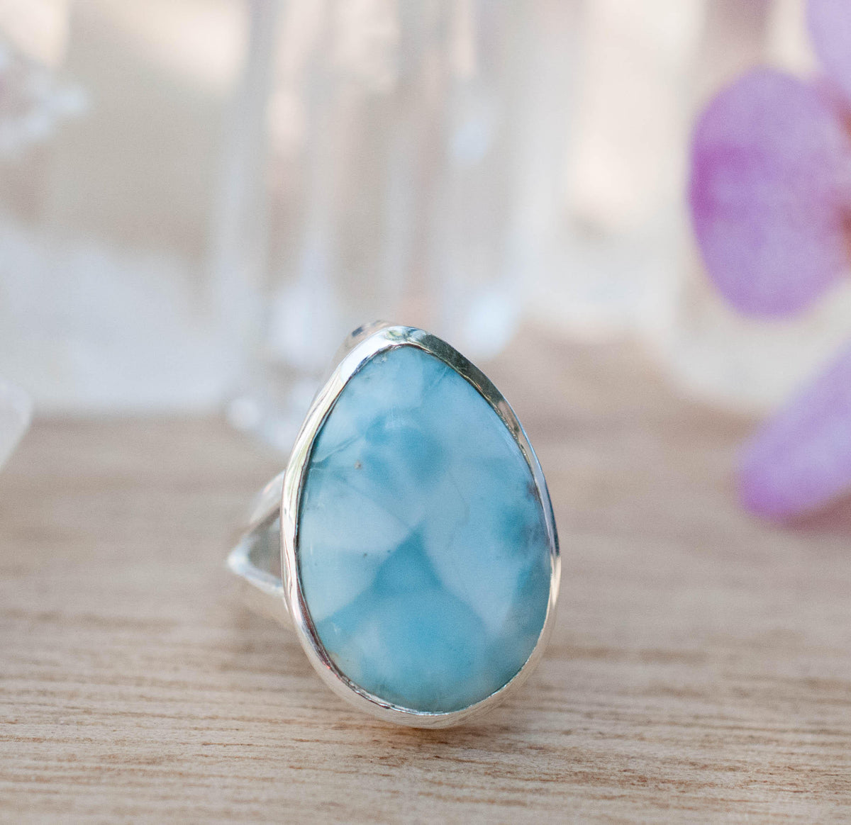 Larimar Ring * Tear Drop * Sterling Silver 925 * Gemstone * Natural * Statement * Handmade * Semi Precious Stone * Bohemian * Chic * BJR116