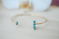 Copper Turquoise Bohemian Bangle Bracelet * Gold Plated 18k * Gemstone * Gypsy * Hippie *  Adjustable * Statement *  Stacking * BJB010