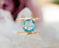 Blue Topaz Ring * Gold Ring * Statement Ring * Gemstone Ring * Blue * Bridal Ring * Wedding Ring * Organic Ring * Natural*BJR019