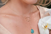 Copper Turquoise * Tear Drop * Lariat Necklace * Gold * Silver * Mix Metals * Gemstone * Statement * Bycila *Bridesmaid * BJN001-6E