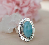 Larimar Ring * Sterling Silver 925 * Gemstone * Natural * Statement * Handmade * Semi Precious Stone * Bohemian * Chic * Boho * BJR193
