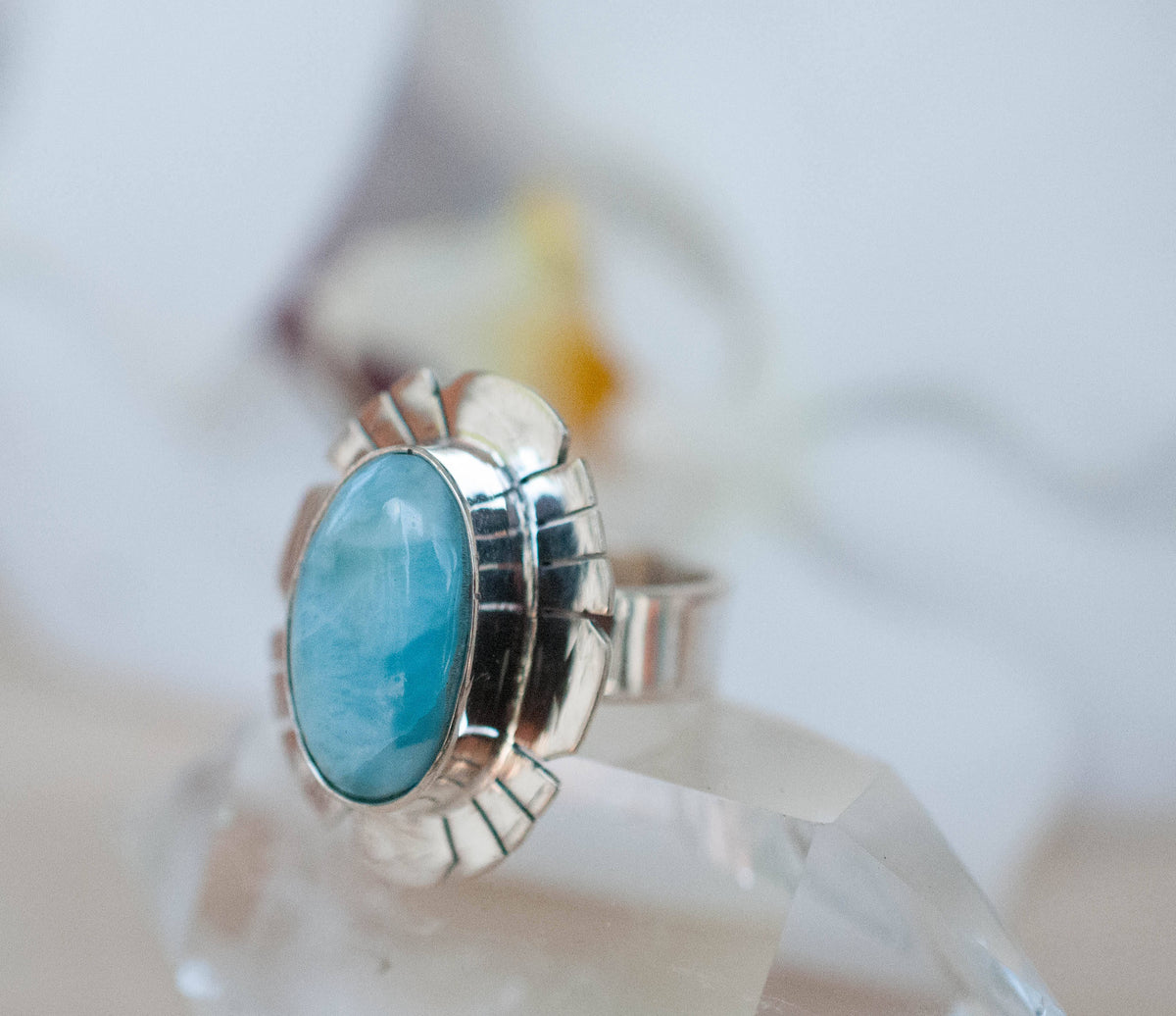 Larimar Ring * Sterling Silver 925 * Gemstone * Natural * Statement * Handmade * Semi Precious Stone * Bohemian * Chic * Boho * BJR193