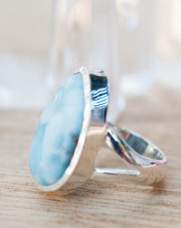Larimar Ring * Tear Drop * Sterling Silver 925 * Gemstone * Natural * Statement * Handmade * Semi Precious Stone * Bohemian * Chic * BJR116