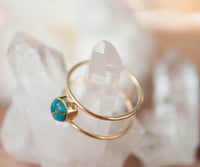 Copper Turquoise Ring * Gold * Statement * Gemstone * Natural * Organic * Ocean * Blue * Mermaid * Handmde * Double Band * Everyday BJR026