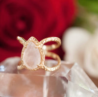 Rose Quartz Ring * Hammered Band * Gold Ring * Statement Ring * Gemstone Ring * Pink * Wedding Ring * Organic Ring * Natural* BJR142
