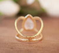Rose Quartz Ring * Hammered Band * Gold Ring * Statement Ring * Gemstone Ring * Pink * Wedding Ring * Organic Ring * Natural* BJR142