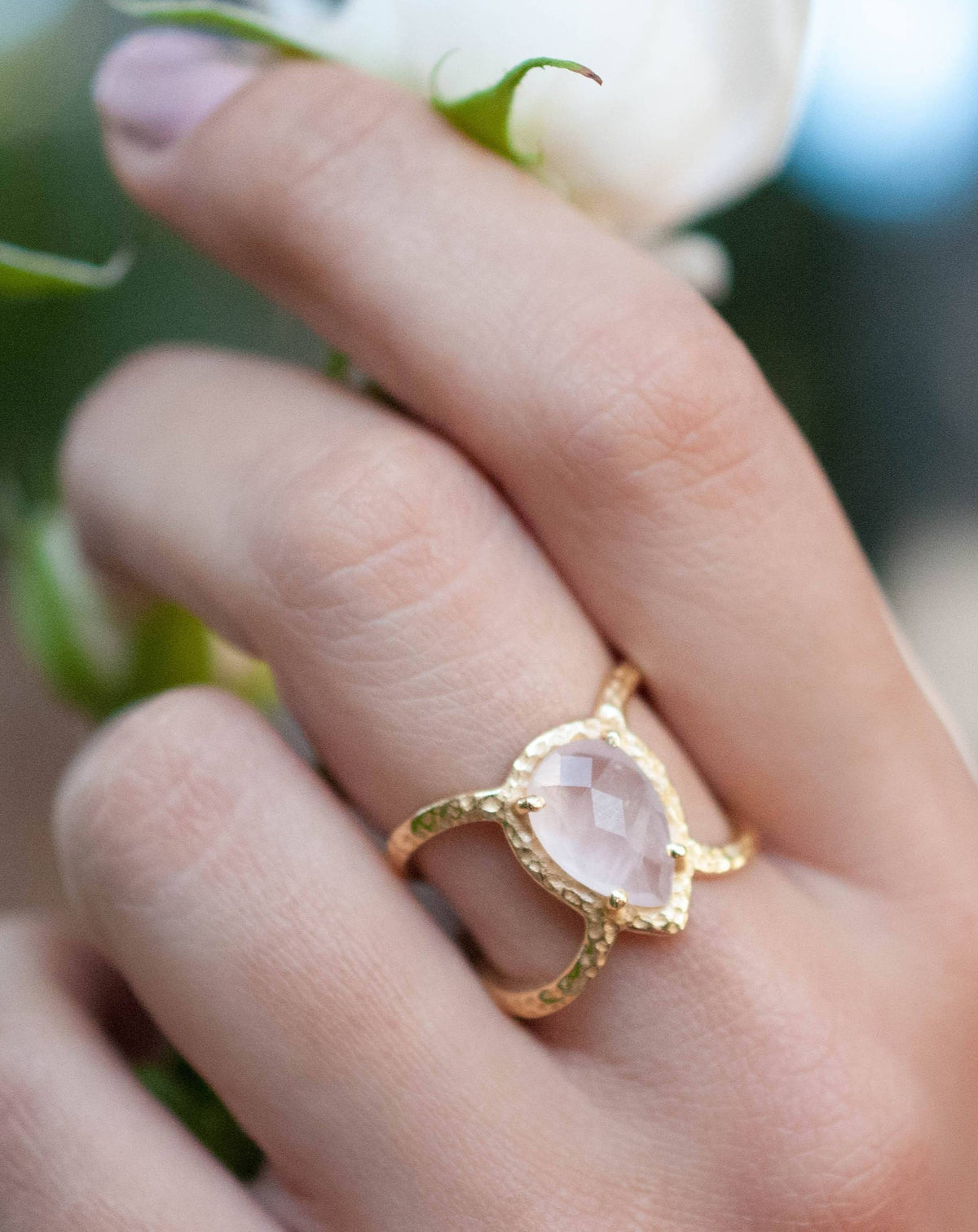 Rachel Ring * Rose Quartz * Gold vermeil * BJR142 * Bycila