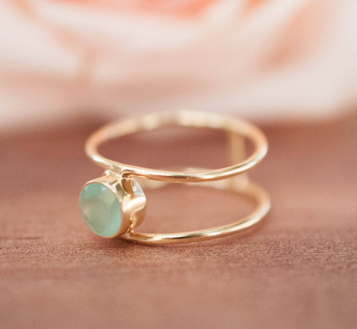 Aqua Chalcedony Ring * Gold * Statement * Gemstone * Teal * Bridal * Wedding * Organic * Natural * Handmade * Green * Blue *Thin Band BJR029