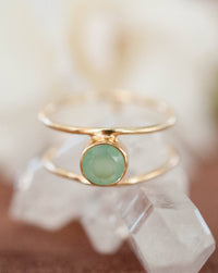 Aqua Chalcedony Ring * Gold * Statement * Gemstone * Teal * Bridal * Wedding * Organic * Natural * Handmade * Green * Blue *Thin Band BJR029