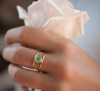 Aqua Chalcedony Ring * Gold * Statement * Gemstone * Teal * Bridal * Wedding * Organic * Natural * Handmade * Green * Blue *Thin Band BJR029