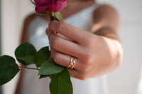 White Topaz  Triangle Gold Vermeil Ring * Wedding * Engagement * Handmade * Statement * Bycila *Boho *Hippie * Bridal * Bridesmaid BJR084