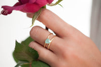 Aqua Chalcedony Ring * Triangle Gold* Statement * Gemstone * Teal * Aqua Chalcedony * Bridal *Wedding* Organic *Natural * Triangular BJR081