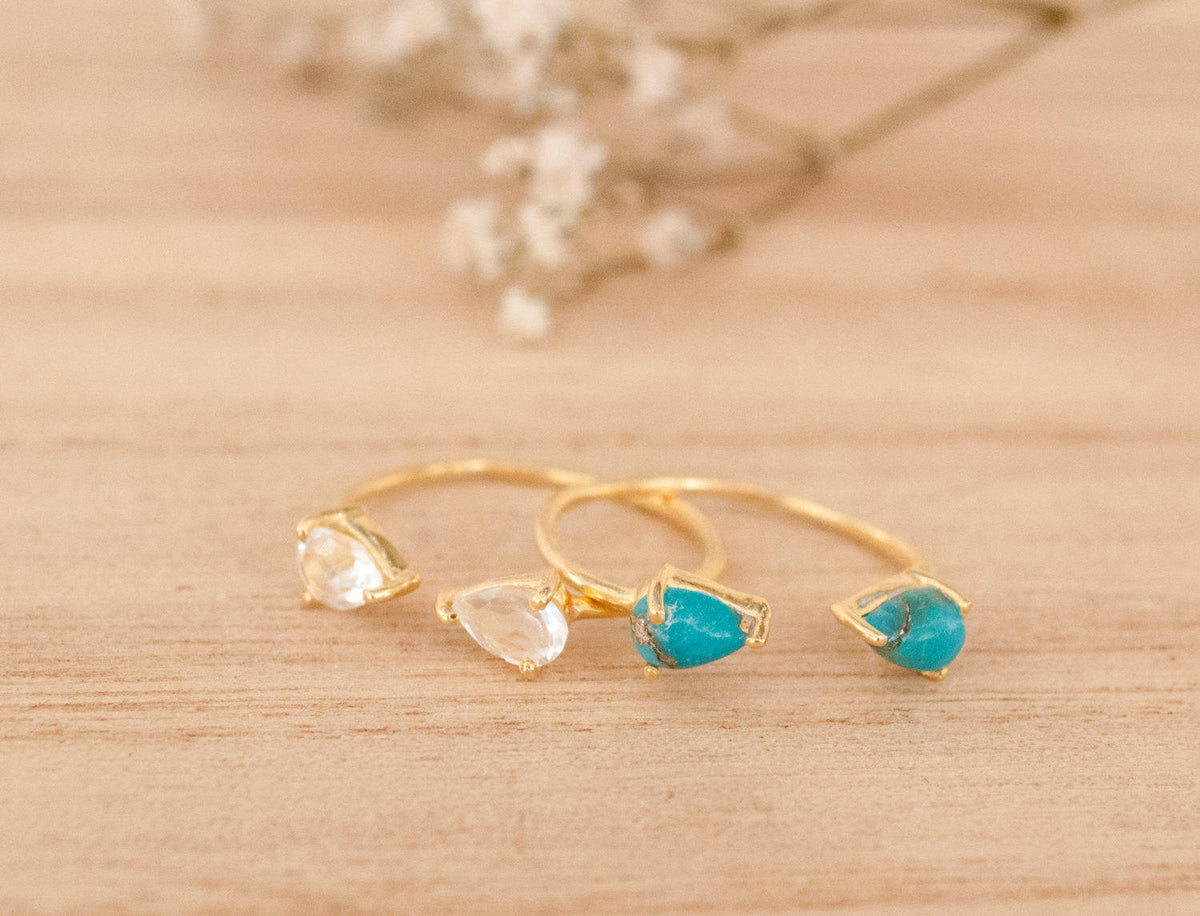 SALE Adjustable Turquoise Ring * Gold Vermeil Ring * Gemstone Ring * Wedding * Engagement * Handmade * Boho BJR048