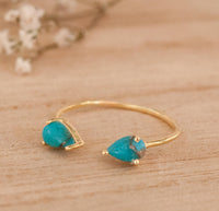 SALE Adjustable Turquoise Ring * Gold Vermeil Ring * Gemstone Ring * Wedding * Engagement * Handmade * Boho BJR048