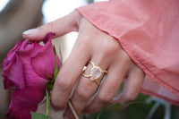 Rose Quartz Ring * Hammered Band * Gold Ring * Statement Ring * Gemstone Ring * Pink * Wedding Ring * Organic Ring * Natural* BJR142
