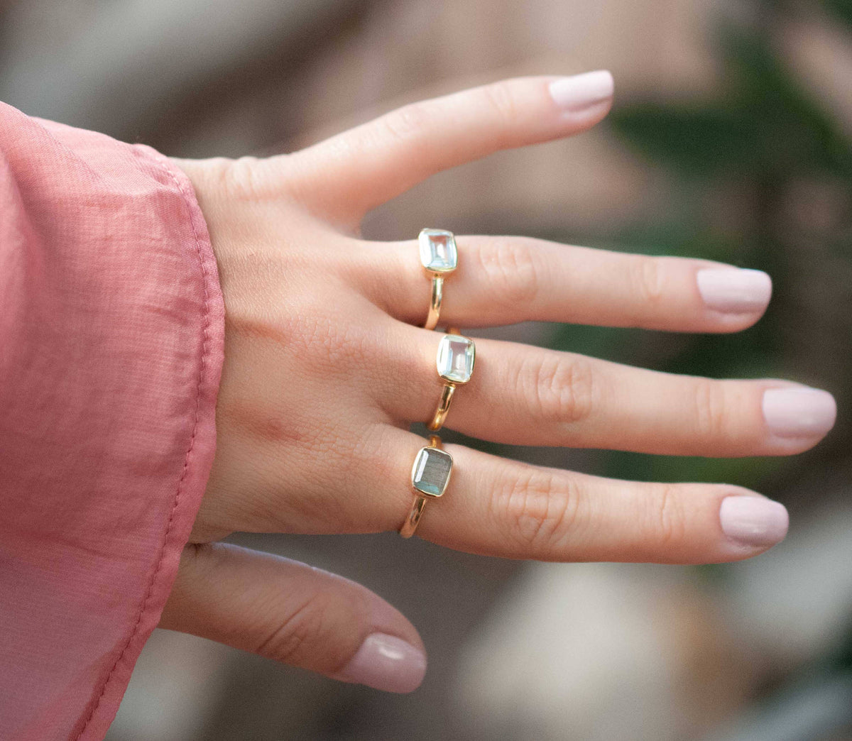 Labradorite Ring * Blue Topaz Ring * Green Amethyst * * Statement * Gemstone * Bohemian * Handmade * Stackable - BJR015