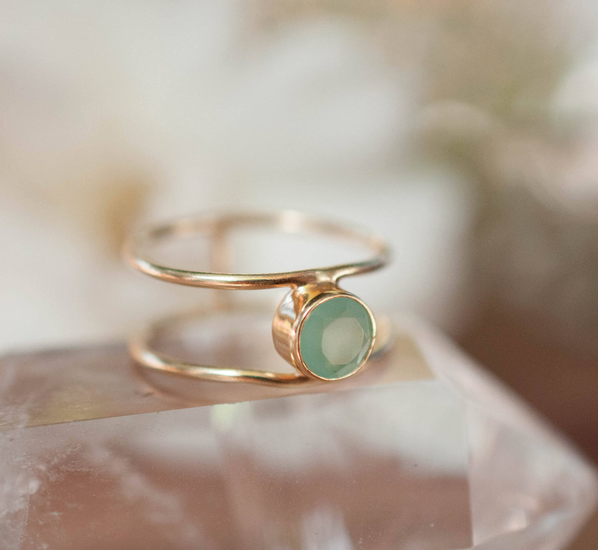 Aqua Chalcedony Ring * Gold * Statement * Gemstone * Teal * Bridal * Wedding * Organic * Natural * Handmade * Green * Blue *Thin Band BJR029