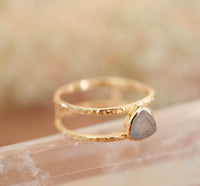 Labradorite Triangle Ring * Gold * Statement * Gemstone * Bridal *Bridesmaid * Wedding * Organic * Everyday* Triangular * Triangulum BJR082