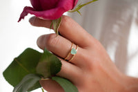 Aqua Chalcedony Ring * Triangle Gold* Statement * Gemstone * Teal * Aqua Chalcedony * Bridal *Wedding* Organic *Natural * Triangular BJR081