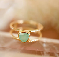Aqua Chalcedony Ring * Triangle Gold* Statement * Gemstone * Teal * Aqua Chalcedony * Bridal *Wedding* Organic *Natural * Triangular BJR081