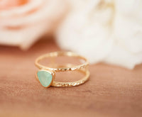 Aqua Chalcedony Ring * Triangle Gold* Statement * Gemstone * Teal * Aqua Chalcedony * Bridal *Wedding* Organic *Natural * Triangular BJR081