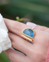 Labradorite Ring * Adjustable Gold Vermeil * Statement * Gemstone * Bridal * Wedding * Half Moon * Boho * Bohemian * Handmade * BJR111