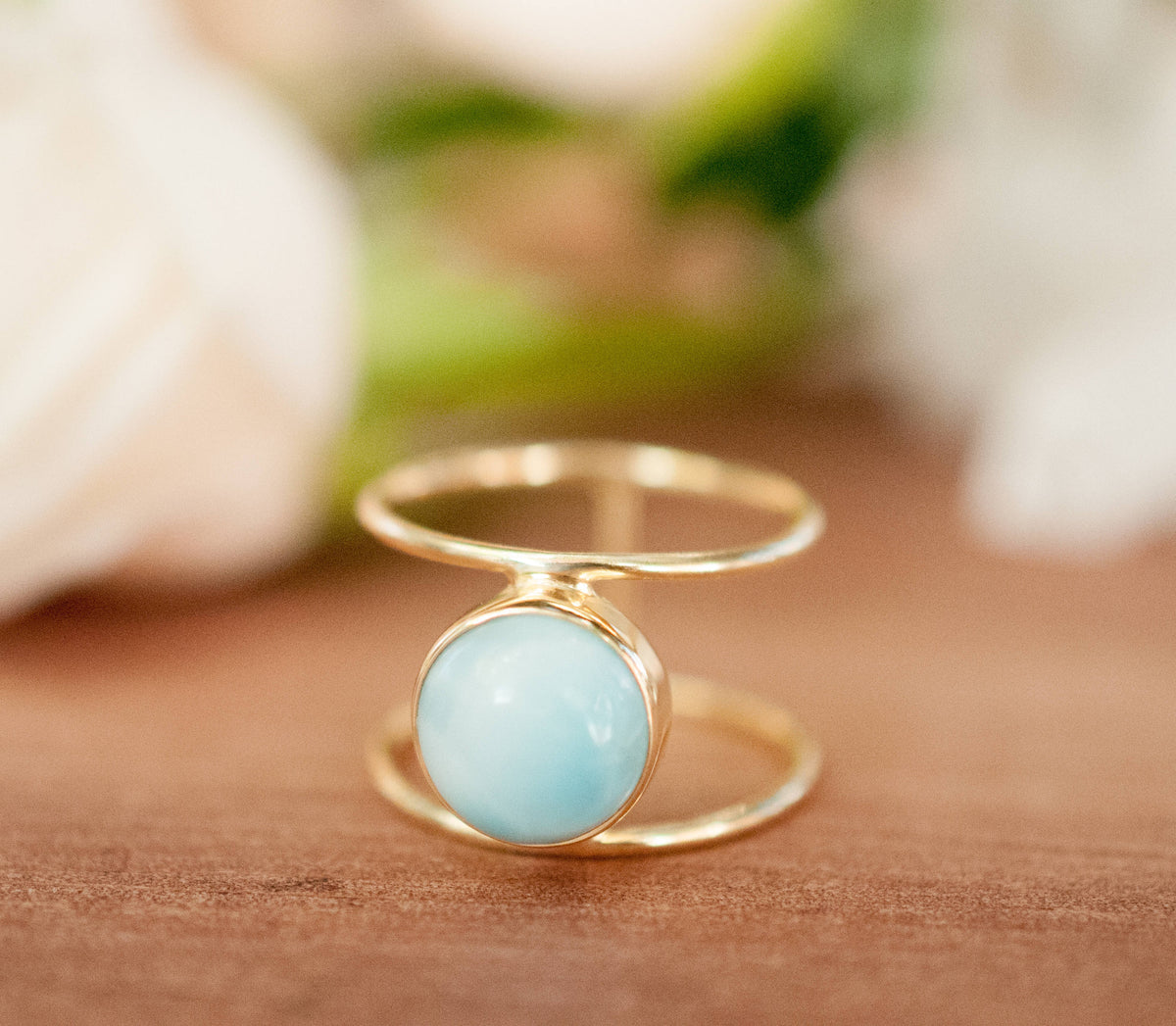 Larimar Ring * Gold Ring * Statement Ring * Gemstone Ring * Blue Ring * Natural * Organic Ring * Ocean * BJR011