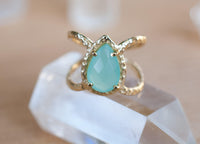 Aqua Chalcedony Ring * Hammered Band * Gold Ring * Statement Ring * Gemstone Ring * Wedding Ring * Organic Ring * Natural* BJR140