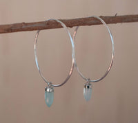 Aqua Chalcedony, Moonstone Hoop Earrings* Gold Filled  or Sterling Silver *Handmade* Gemstone * gift for her * Large * ByCia * BJE129B