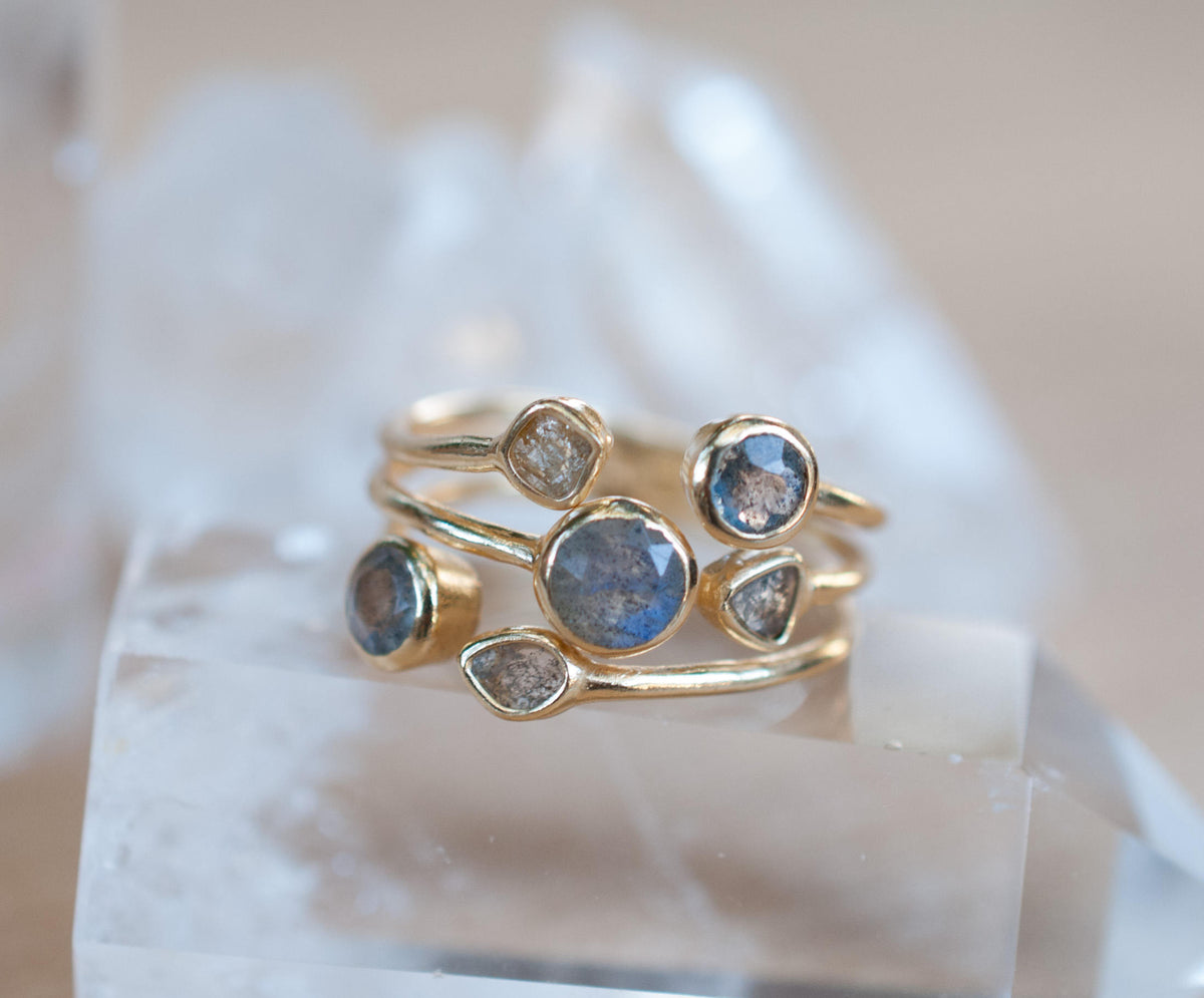 Rainbow Labradorite Gold Ring  * Adjustable *Gemstone * Handmade * February Birthstone * Semi Precious Stone *Statement*Boho*Bohemian*BJR183
