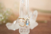 Labradorite Ring * Hammered Band * Gold Ring * Statement Ring * Gemstone Ring * Pink * Wedding Ring * Organic Ring * Natural* BJR141