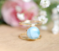 Larimar Ring * Gold Ring * Statement Ring * Gemstone Ring * Blue Ring * Natural * Organic Ring * Ocean * BJR011