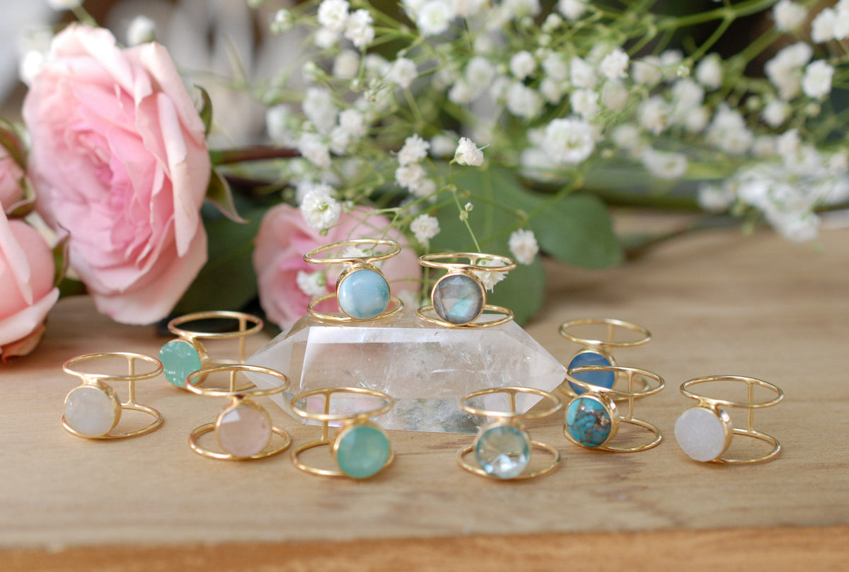 Larimar Ring * Gold Ring * Statement Ring * Gemstone Ring * Blue Ring * Natural * Organic Ring * Ocean * BJR011